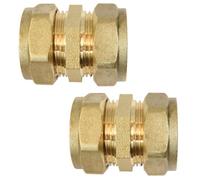 hep Online 22mm Brass Compression Coupler Wras & Bs Approved For Hot & Cold Water (Pack Of 2)