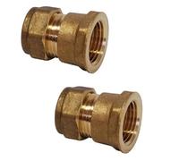hep Online 22mm Compression By 1/2" Bsp Brass Female Iron Coupler Straight Adaptors 22mm X 1/2" Female (Pack Of 2)
