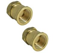 hep Online 22mm Compression By 3/4" Bsp Brass Female Iron Coupler Straight Adaptors 22mm X 3/4" Female (Pack Of 2)