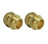 hep Online 22mm Compression By 3/4" Bsp Brass Male Iron Coupler Straight Adaptors 22mm X 3/4" (Pack Of 2)