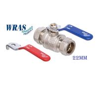 hep Online 22mm Lever Valve Full Bore Action Ball Valve Compression Isolation Valve With Red & Blue Handle-Wras Approved