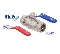 hep Online 28mm Lever Valve Full Bore Action Ball Valve Compression Isolation Valve With Red & Blue Handle-Wras Approved
