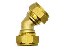 hep Online® Compression 15mm Brass Elbow Bend 45° Right Angle Brass Fitting Obtuse Bend