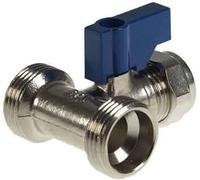 hep Online Dual Appliance Tee Valve 3/4” x 3/4” x 15mm BSP Compression Twin Washing Machine Tee Valves Connector Splitter Tap Cold Water Feed Splitter 15mm Pipe Connector