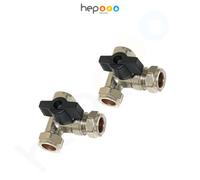 hep Online Hep 15mm Isolation Tee Valve Chrome Plated With Thumb Turn Lever 1/4" Trun (2 Pack)