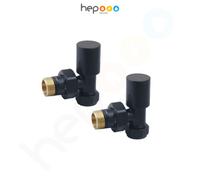 hep Online Round Angled Manual Radiator Valve 15mm - Black (Angled)