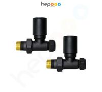 hep Online Round Straight Manual Radiator Valve 15mm - Black (Straight)