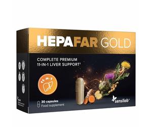Hepafar Gold Premium with Glutathione, Turmeric, Silybin Complex, Choline, Artichoke, and Ginger - Liver Supplement, 30 Capsules, by Sensilab