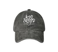 Hepandy Embroidered Baseball Caps for Boys Girls, Big Sister (Washed Black), One Size