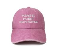 Hepandy Embroidered Please Be Patient I Have Autism Hats, Please Be Patient I Have Autism (Washed Pink), One Size