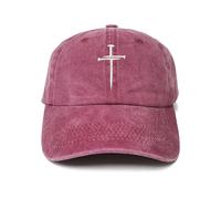 Hepandy Embroidered Three Nails Cross Baseball Hats for Women & Men, Three Nails Cross (Washed Burgundy), One size