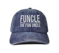Hepandy Funcle Hat for Men, Fun Uncle Baseball Cap, Birthday Gift for Fathers Day Christmas, Navy Blue Adjustable Snapback Trucker Hat, Funcle the Fun Uncle (Washed Navy Blue), One size