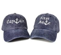 Hepandy Mr and Mrs Baseball Hats for Men & Women, Captain & First Mate (Navy Blue & Navy Blue), One Size