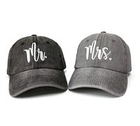 Hepandy Mr & Mrs Baseball Hats for Men & Women, Mr & Mrs (Washed Black & Washed Grey), One Size