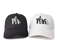 Hepandy Mr & Mrs Captain & First Mate Baseball Hats, Set of 2 - Mama & Mini (Black & White), One Size