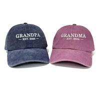 Hepandy Mr Mrs Mom Dad Captain First Mate Mama and Mini Baseball Hats, Grandpa Grandma 2025 (Washed Navy & Pink), One size