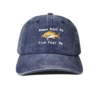 Hepandy Women Want Me Fish Fear Me Embroidered Baseball Caps, Navy Blue, One Size