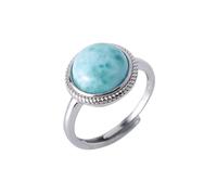 hepapel Natural Larimar Ring For Women By Royal Blue Crystal Amulet Gemstone Jewelry With Certificate