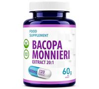 Hepatica Bacopa Monnieri (Brahmi) 8,000mg Equivalent | 400mg 20:1 Leaf Extract | 120 Vegan Capsules | Ayurvedic Herb | 3rd Party Lab Tested