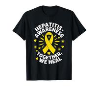 Hepatitis Awareness Together We Heal Yellow Ribbon Support T-Shirt