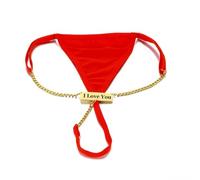 HEPBAK Custom Name Thong for Women, Personalized Sexy G-String Underwear, Lace Custom Chain Thong, Solid Red, One Size