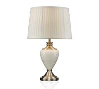 Hepburn Large Ceramic Table Lamp with Matching Pleated Shade - Cream & Brass
