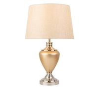 Hepburn Large Ceramic Table Lamp with Matching Shade - Champagne Gold & Satin Silver Finish