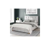 Hepburn Upholstered Ottoman Storage Bed, Pure Pastel Cotton Fabric Aspire Grey Single