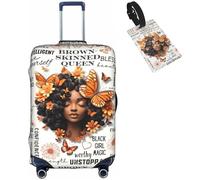Hepmant Travel Suitcase Protector African American Woman Elastic Protective Washable Luggage Cover With Concealed Zipper Suitable For 18-32 Inch, African American Girl-02-01, M (for 22--24 inch