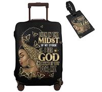 Hepmant Travel Suitcase Protector African American Woman Elastic Protective Washable Luggage Cover With Concealed Zipper Suitable For 18-32 Inch, African American Girl-08-2, S (for 18--21 inch luggage