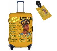 Hepmant Travel Suitcase Protector African American Woman Elastic Protective Washable Luggage Cover With Concealed Zipper Suitable For 18-32 Inch, African American Girl-02-02, S (for 18--21 inch