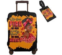 Hepmant Travel Suitcase Protector African American Woman Elastic Protective Washable Luggage Cover With Concealed Zipper Suitable For 18-32 Inch, African American Girl-02-03, L (for 25--28 inch