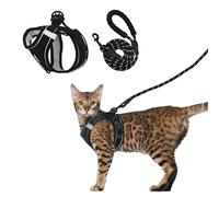 Hepper Cat Harness and Leash Escape Proof Set - Black Tactical Cat Harness with Reflective Safety Strips - Kitten or Cat Vest/Cat Jacket/Cat Walker (M)