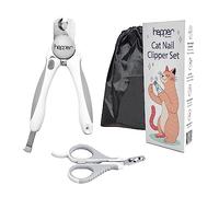 Hepper Cat Nail Clipper Kit - Small & Large Sharp Claw Clippers with Nail File & Storage Pouch - Safety Guard & Lock - Professional Cat Manicure