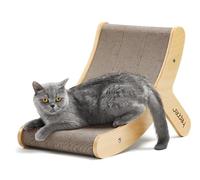 Hepper Hi-Lo Cardboard Cat Scratcher with Real Wood & Metal Frame - 3-Position Cat Scratchers for Indoor Cats - Curved Cat Scratching Board Activates Muscles - Cat Scratching Post for Large Cats