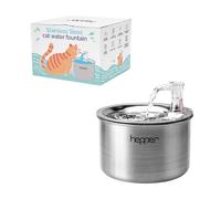 Hepper Stainless Steel Cat Fountain - 2L/67oz Large Capacity Whisper-Quiet Water Fountain for Cats Inside, Adjustable 3-Flow Modes & Dishwasher Safe Design - Suitable for Multipet Households