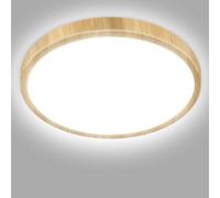 hepside Bathroom Light, 3000K/4000K/6500K 3 Color Temperature, Waterproof IP54, Utility, Round, Modern, Flush Ceiling Light for Bulkhead, Kitchen, Hallway Ø29CM(Wood)