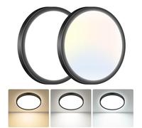 hepside LED Ceiling Light,3000K/4000K/6500K 3 Color Temperature, Waterproof IP54 LED Ceiling Lamp, Modern,Round Flush Ceiling Light for Bathroom, Living Room,Bedroom, Kitchen, Hallway, Office 2 Pack
