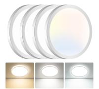 hepside LED Ceiling Light,3000K/4000K/6500K 3 Color Temperature, Waterproof IP54 LED Ceiling Lamp, Modern,Round Flush Ceiling Light for Bathroom, Living Room,Bedroom, Kitchen, Hallway, Office 4 Pack