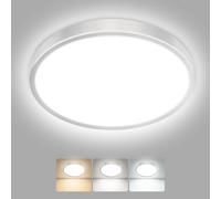 hepside LED Ceiling Light,3000K/4000K/6500K 3 Color Temperature,Waterproof LED Ceiling Lamp, Modern,Round Flush Ceiling Light for Bathroom,Bedroom, Kitchen, HallwayØ29CM(Brushed Nickel)