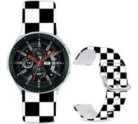 Hepsun 20mm Sport Soft Silicone Straps Compatible with Samsung Galaxy Watch 3 41mm/ Active 2 for Women Men. (Black and White Checkered, 20mm)