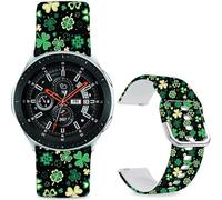 Hepsun 20mm Sport Soft Silicone Straps Compatible with Samsung Galaxy Watch 3 41mm/ Active 2 for Women Men. (Yellow and Green Clover, 20mm)