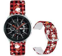 Hepsun 20mm Sport Soft Silicone Straps Compatible with Samsung Galaxy Watch 3 41mm/ Active 2 for Women Men. (Red and Black Checkered Santa Claus, 20mm)