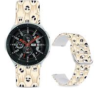 Hepsun 20mm Sport Soft Silicone Straps Compatible with Samsung Galaxy Watch 3 41mm/ Active 2 for Women Men. (Halloween Ghostface, 20mm)