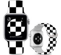 Hepsun Black and White Checkered Band Compatible with Apple Watch 38mm 40mm 41mm 42mm(Series10),Silicone Sport Replacement Strap Compatible with iWatch Series 10 9 8 7 6 5 4 3 2 1 SE/SE2 for Women.