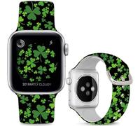 Hepsun Black Base Clover Band Compatible with Apple Watch 38mm 40mm 41mm 42mm(Series10), Soft Silicone Sport Replacement Strap Compatible with iWatch Series 10 9 8 7 6 5 4 3 2 1 SE/SE2 for Men Women.