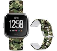 Hepsun Pattern Printed Bands Compatible with Fitbit Versa/2, Soft Silicone Straps Compatible Fitbit Versa Lite/SE for Women Men Teens. (Army Green)