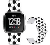Hepsun Pattern Printed Bands Compatible with Fitbit Versa/2, Soft Silicone Straps Compatible Fitbit Versa Lite/SE for Women Men Teens. (Football)