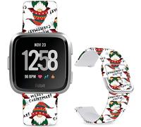 Hepsun Pattern Printed Bands Compatible with Fitbit Versa 2, Soft Silicone Straps Compatible Fitbit Versa Lite/SE for Women Men Teens. (White Santa Claus)