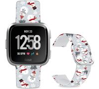 Hepsun Pattern Printed Bands Compatible with Fitbit Versa 2, Soft Silicone Straps Compatible Fitbit Versa Lite/SE for Women Men Teens. (Snowman)
